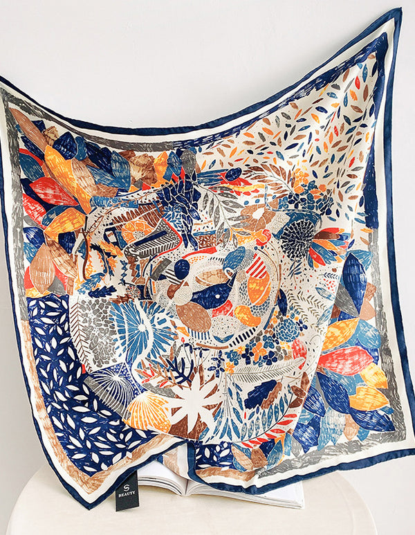 Fashion Gorgeous Printing Mesh Red Style Contrast Color Silky Scarf Fashion Gorgeous Printing Mesh Red Style Contrast Color Silky Scarf