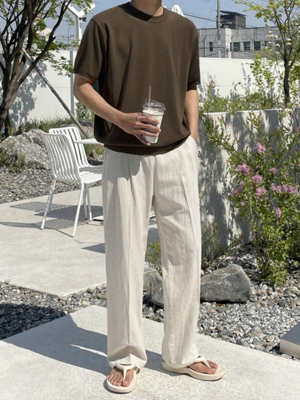 Linen Casual Straight-leg Wide Leg Pants