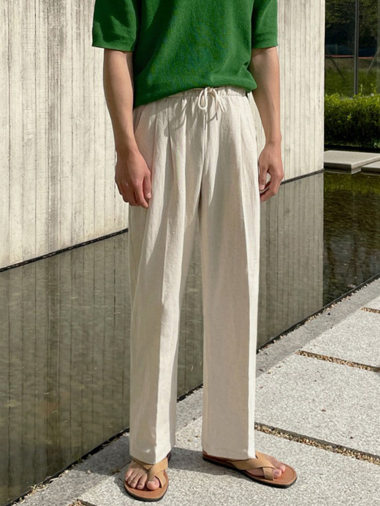 Linen Casual Straight-leg Wide Leg Pants