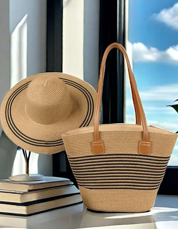 Seaside Vacation Sun Protection Straw Hat Bag Set