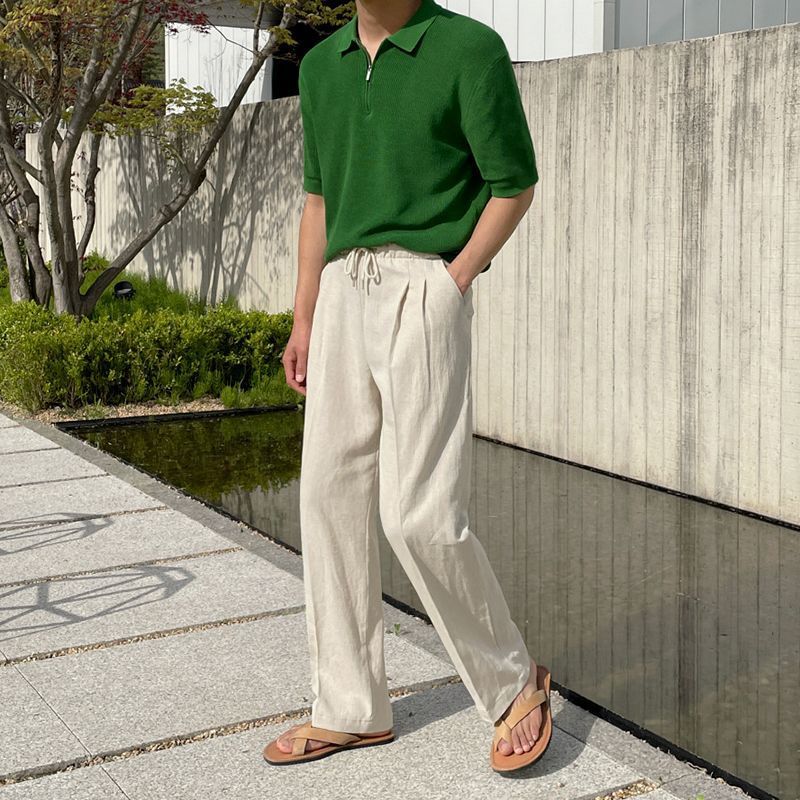 Linen Casual Straight-leg Wide Leg Pants