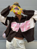 Y2K Women's Knitted Zipper Cardigan with Butterfly Collar