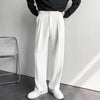 Men's Casual White Polyester Loose Trousers
