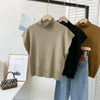 Mock Neck Solid Knit Vest for Office Ladies