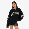 Oversized Letter Jacquard Knit Pullover for Women