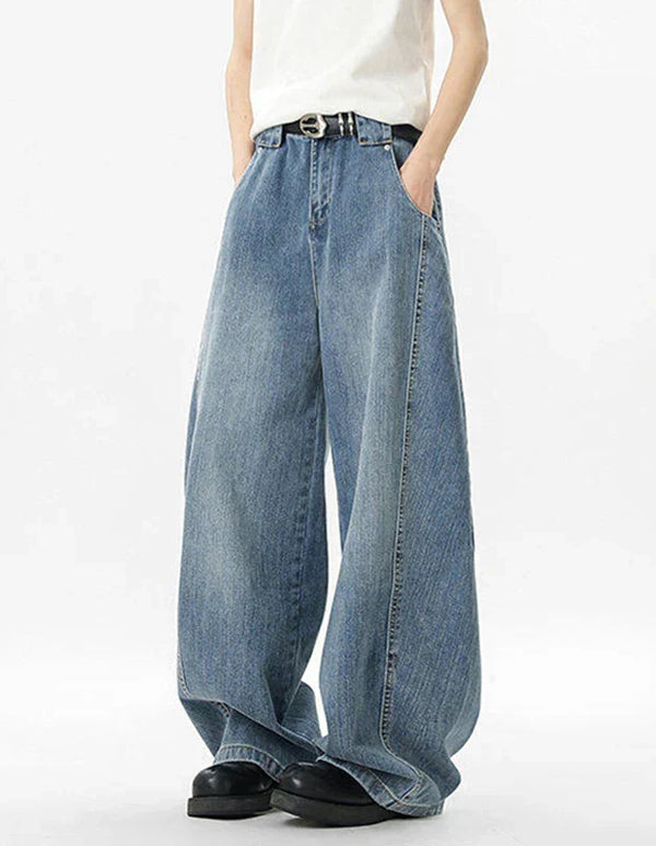 IEFB Wide Leg Baggy Men's Denim Pants - Summer Style