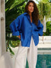 We.Fine Women's Cotton Long Sleeve Ruffled Blouse