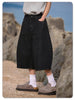 Baggy Wide Leg Black Denim Shorts for Spring and Summer
