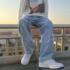 Y2K Embroidered Straight Denim Jeans for Men