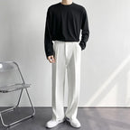 Men's Casual White Polyester Loose Trousers