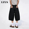 Baggy Wide Leg Black Denim Shorts for Spring and Summer