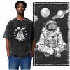 Printed Cotton Acid Washed Astronaut T-Shirt for Men