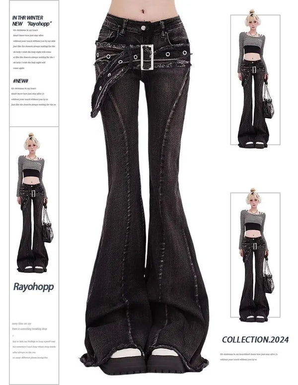 High Waist Vintage Slim Micro-flare Jeans for Women