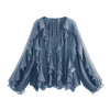 Elegant Women's V-neck Chiffon Blouse with Ruffles