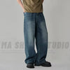Men's Loose Denim Casual Jeans in Distressed Blue