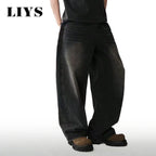Loose Wide Leg Jeans for Men in Black and Gray