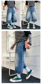 Men's Vintage High Waist Wide Leg Denim Jeans for Casual Wear