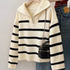 Women’s Zipper Striped Pullover Sweater - MEKG