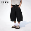 Baggy Wide Leg Black Denim Shorts for Spring and Summer