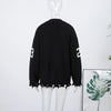 Oversized Letter Jacquard Knit Pullover for Women