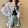 Black Ice Silk Summer Cardigan for Women - Large Size