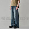 Men's Loose Denim Casual Jeans in Distressed Blue