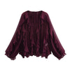 Elegant Women's V-neck Chiffon Blouse with Ruffles