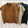 Mock Neck Solid Knit Vest for Office Ladies