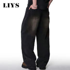 Loose Wide Leg Jeans for Men in Black and Gray