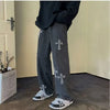Y2K Embroidered Straight Denim Jeans for Men