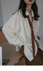 Korean Oversized Blouse with Detachable Tie for Women