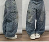 Vintage Washed Baggy Jeans for Women - Y2K Wide Leg Style