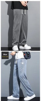 Men's Summer Loose Lyocell Jeans with Drawstring Waist