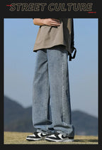 Loose Polyester Men's Jeans for Casual Spring and Autumn