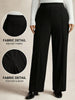 High Waisted Pleated Wide Leg Pants for Women - Black