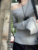 Cropped Off Shoulder Knitted Pullover for Women
