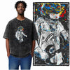 Printed Cotton Acid Washed Astronaut T-Shirt for Men
