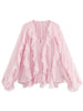 Elegant Women's V-neck Chiffon Blouse with Ruffles