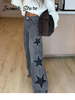 Blue High Waist Wide Leg Jeans for Women
