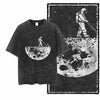 Printed Cotton Acid Washed Astronaut T-Shirt for Men