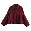 Women's Zippered Bat Sleeve Casual Jacket in Polyester