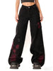 Women's Vintage Baggy Butterfly Jeans in Black