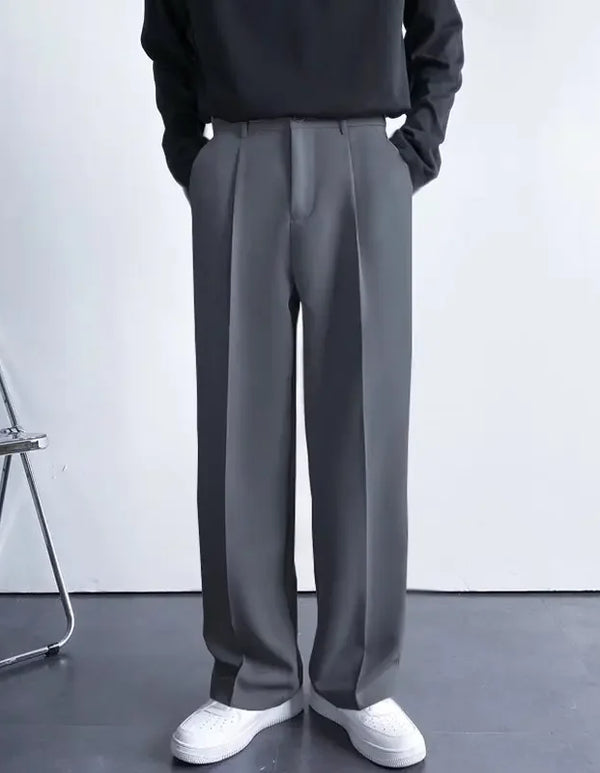 Men's White Baggy Wide Pants for Casual Spring Wear