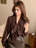 Chiffon Vintage Bow Blouse for Women - Casual Office Top