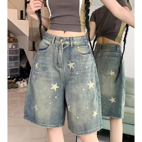 Floral Print Wide Leg Women's Jeans - Casual Comfort Denim