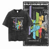 Printed Cotton Acid Washed Astronaut T-Shirt for Men