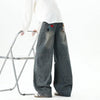 Y2K Streetwear Baggy Denim Jeans for Men in Blue