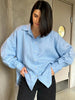 We.Fine Women's Cotton Long Sleeve Ruffled Blouse