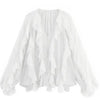 Elegant Women's V-neck Chiffon Blouse with Ruffles