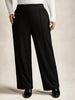 High Waisted Pleated Wide Leg Pants for Women - Black